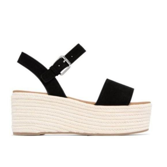 Shoes - Espadrille Flatform Sandals – Black Suede